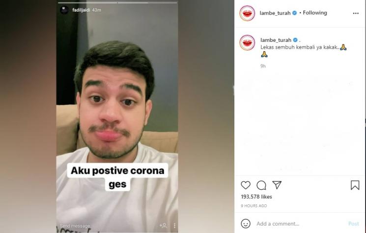 Fadil Jaidi positif Covid-19. (Instagram/@fadiljaidi)