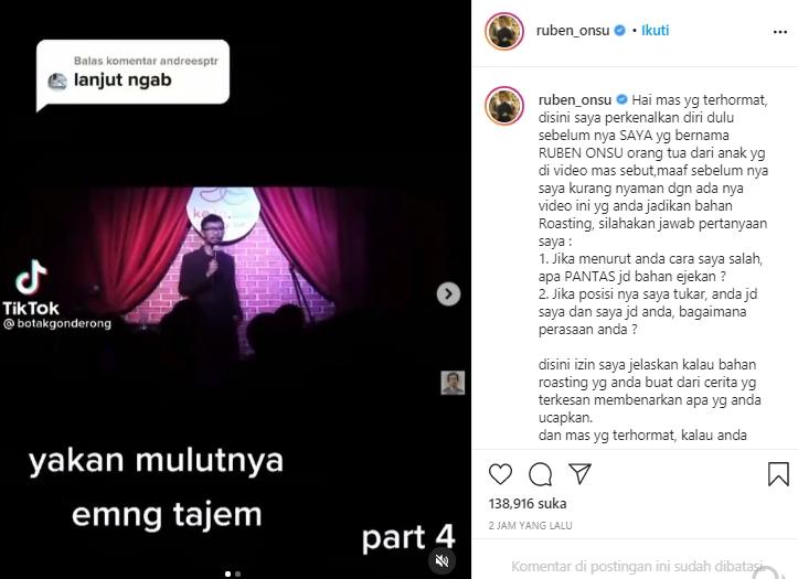 Ruben Onsu tanggapi Ridwan Remin (Instagram.com)