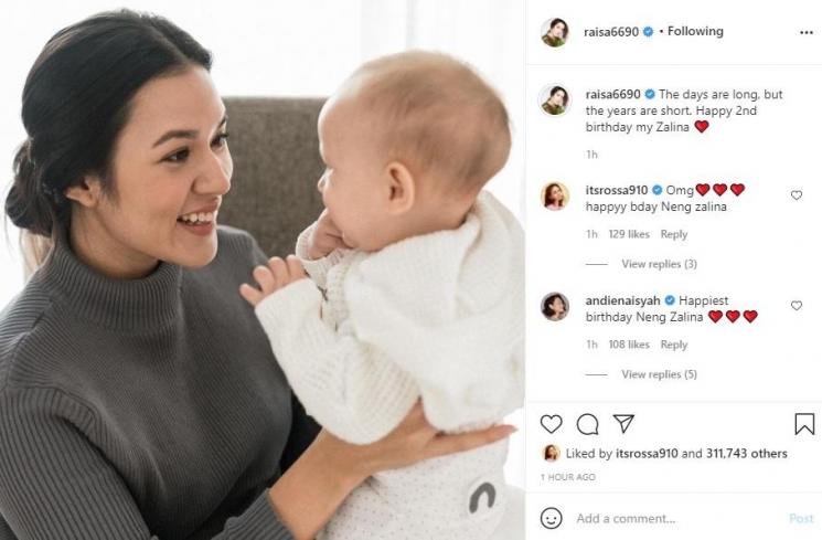 Raisa merayakan ulang tahun kedua Zalina. (Instagram/raisa6690)