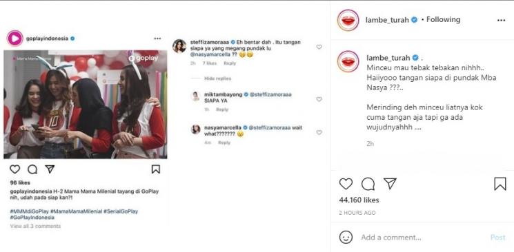 Tangan Misterius di Pundak Nasya Marcella. (Instagram/lambe_turah)