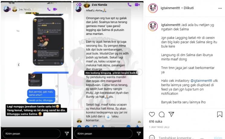 Postingan Salmafina Sunan (Instagram.com/igtainmenttt)
