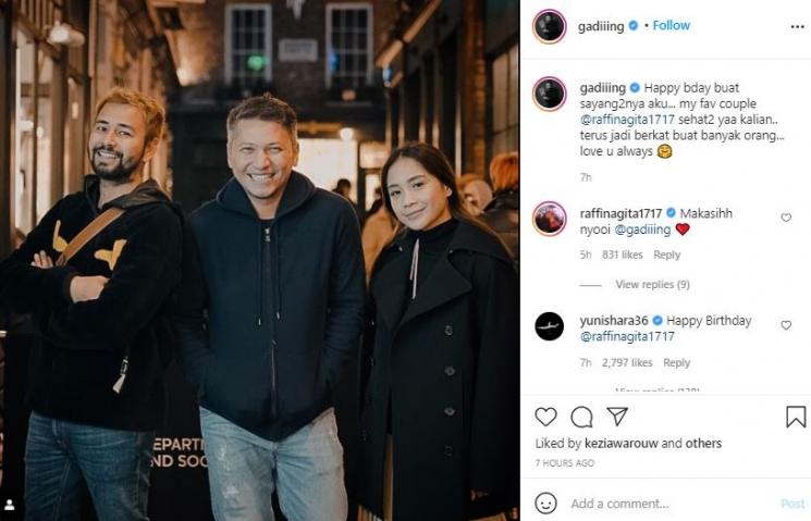 Yuni Shara kasih ucapan ultah ke mantan pacar. (Instagram/@gadiiing)