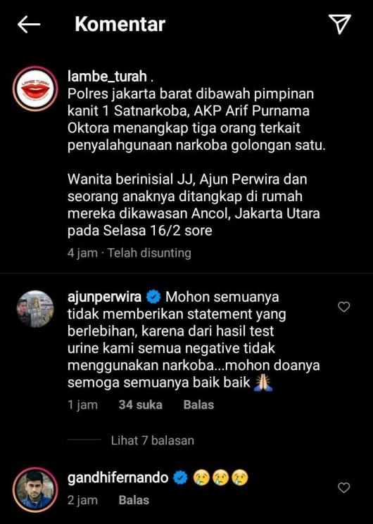 Komentar Ajun Perwira. (Instagram)