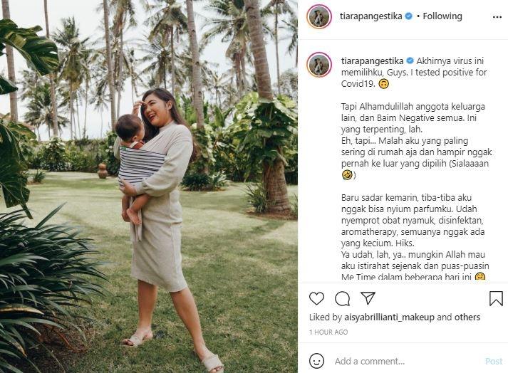 Tiara Pangestika, istri Arief Muhammad positif Covid19. (Instagram/@tiarapangestika)