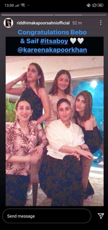 Kareena Kapoor melahirkan anak kedua. (Instagram/@riddhimakapoorsahniofficial)