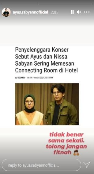 Ayus Sabyan bantah pesan kamar hotel. (Instagram/@ayus.sabyannofficial)