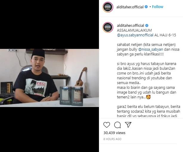 Postingan Aldi Taher. (Instagram/@alditaher.official)
