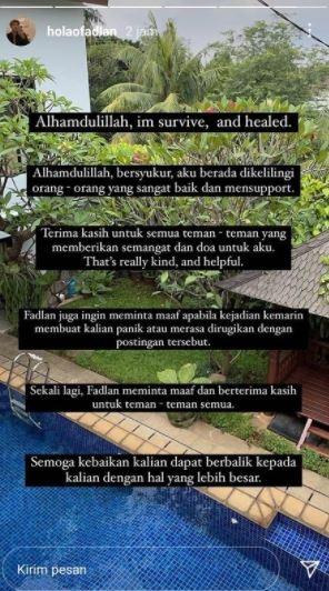 Fadlan Holao sempat niat bunuh diri. (Instagram/@holaofadlan)