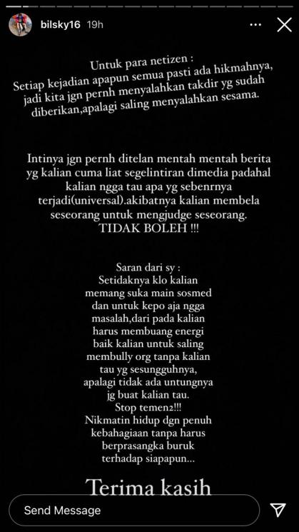Curhatan Billy Syahputra. (Instagram/bilsky16)