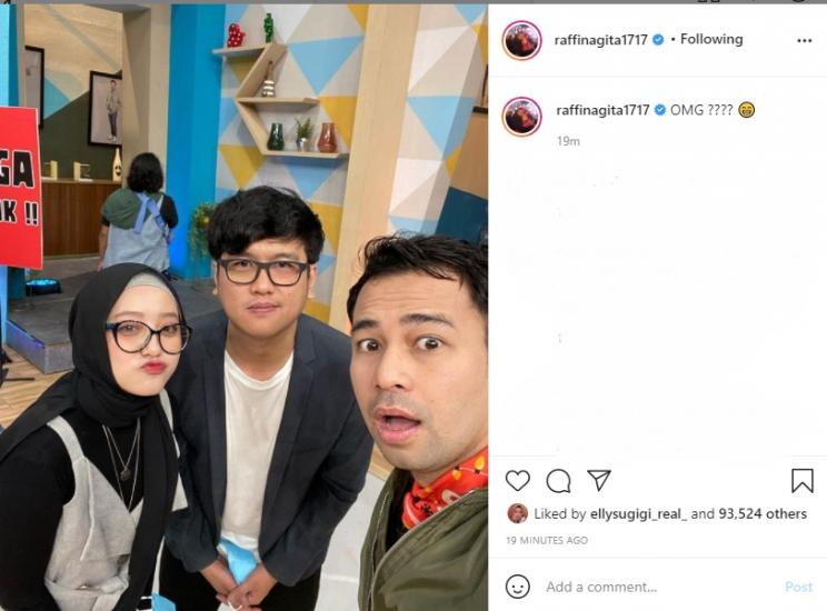Raffi Ahmad selfie bersama Nissa Sabyan dan Ayus Sabyan KW. (Instagram/raffinagita1717)