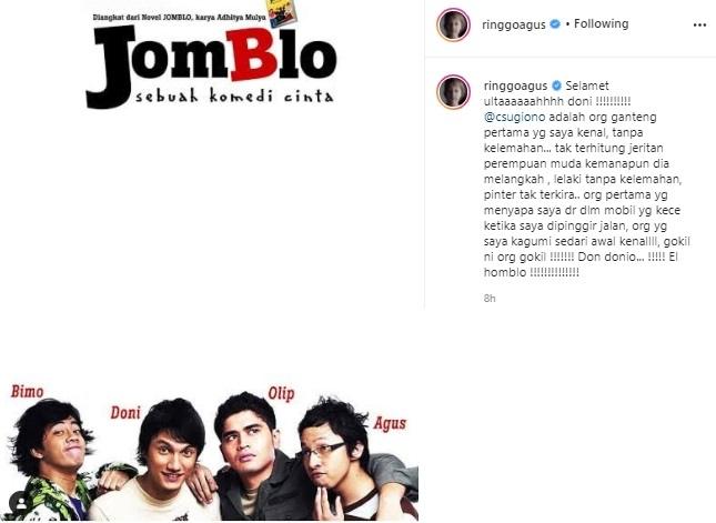 Ringgo Agus Rahman ucapkan selamat ulang tahun pada Christian Sugiono. (Instagram/@ringgoagus)