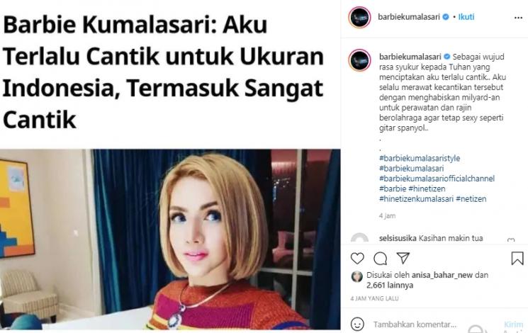 Postingan Instagram Barbie Kumalasari (Instagram.com)