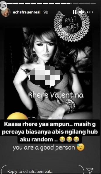 Rhere Valentina meninggal dunia. (Instagram)