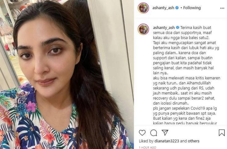 Ashanty curhat kondisi membaik. (Instagram/@ashanty_ash)