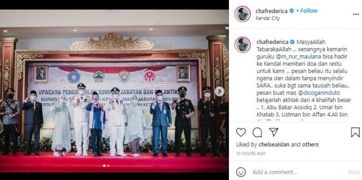 Suami Chacha Frederica dapat nasihat Ustaz Maulana. (Instagram/@chafrederica)