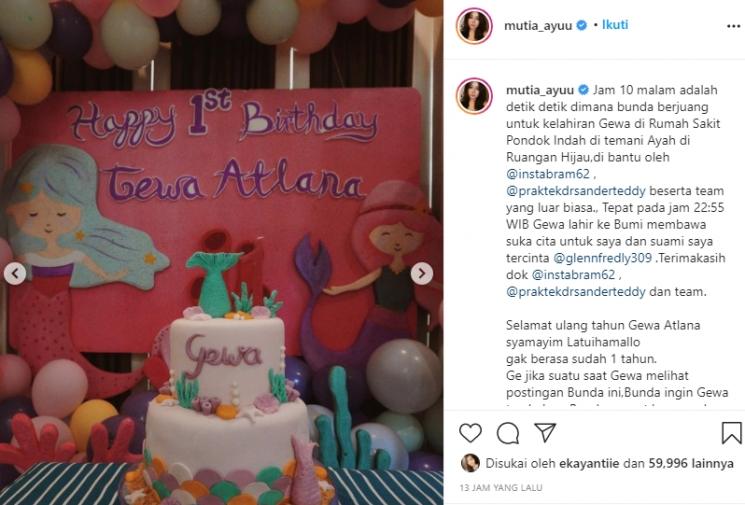 Suasana ultah Gewa, anak Mutia Ayu dan Glenn Fredly (Instagram/@mutia_ayuu)
