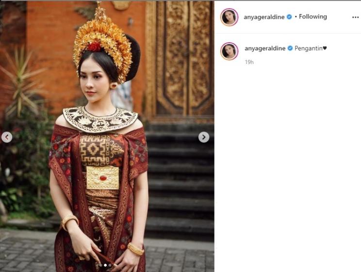 Anya Geraldine tampil jadi pengantin Bali. (Instagram/@anyageraldine)