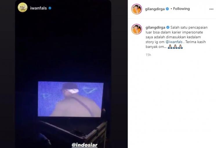 Gilang Dirga impersonate Iwan Fals. (Instagram/@gilangdirga)