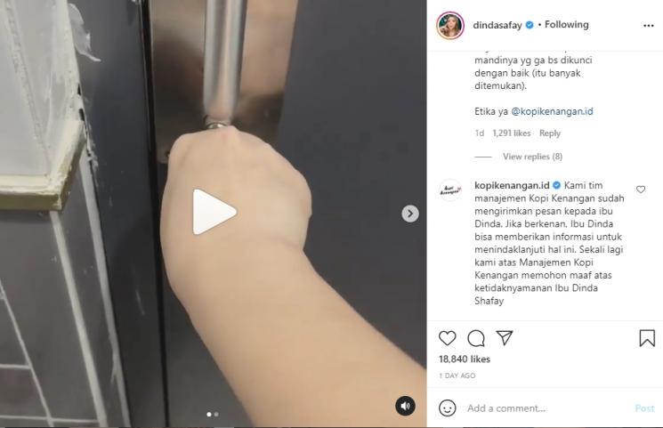 Komentar Kopi Kenangan di Instagram Dinda Shafay. (Instagram/dindasafay)