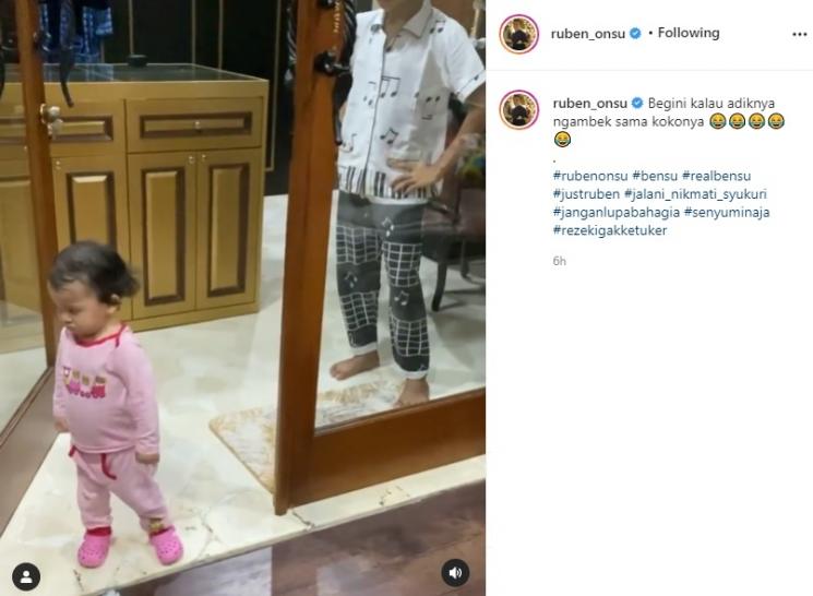 Thania Putri Onsu ngambekin Betrand Peto. (Instagram/@ruben_onsu)
