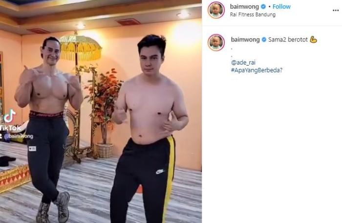 Baim Wong dan Ade Rai. (Instagram/@baimwong)