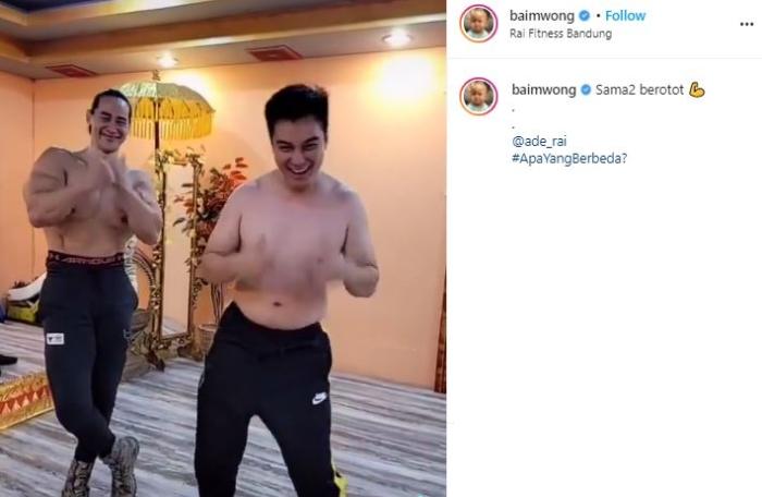 Baim Wong dan Ade Rai. (Instagram/@baimwong)