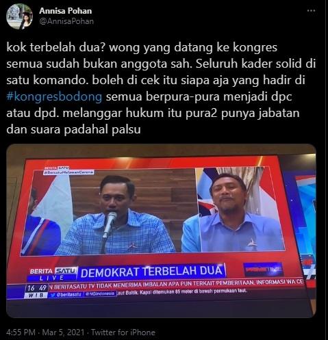 Kicauan Annisa Pohan. (Twitter)