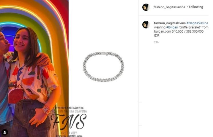 Harga gelang Nagita Slavina. (Instagram/@fashion_nagitaslavina)