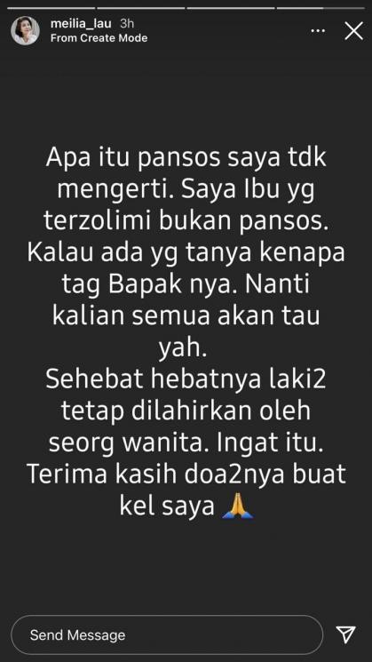 Curhatan Ibunda Felicia Tissue, Meilia Lau untuk Kaesang. (Instagram/meilia_lau)