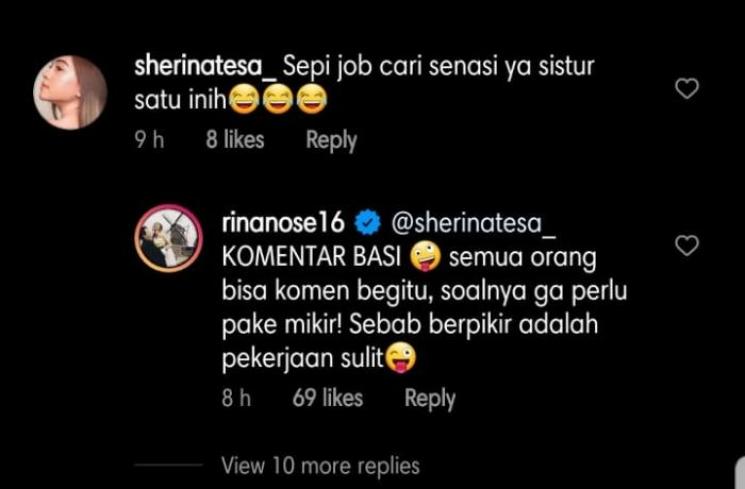 Rina Nose positif Covid19 dinyinyir. (Instagram/@rinanose16)
