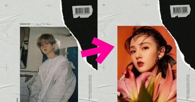 Sampul album Baekhyun EXO dan sampul album Song Zuer (Koreaboo.com)