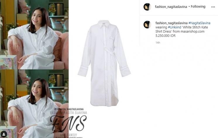 Harga kemeja putih Nagita Slavina. (Instagram/@fashion_nagitaslavina)