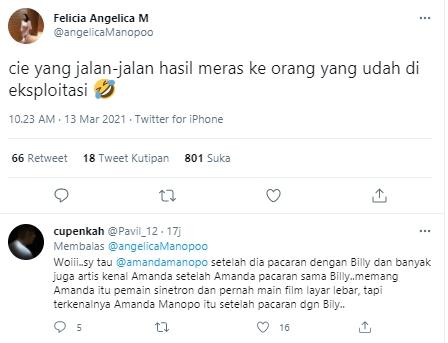 Cuitan kakak Amanda Manopo (Twitter.com)