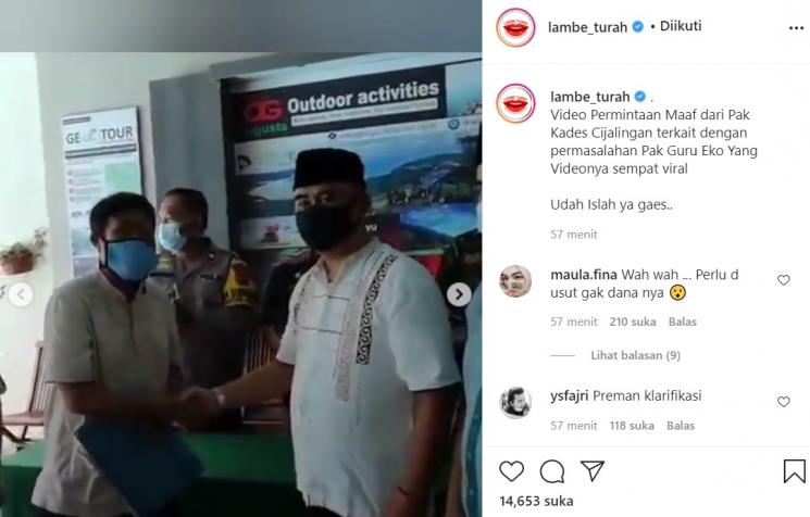 Kades Cijalingan islah dengan guru Eko Nurcahyanto. [Instagram]