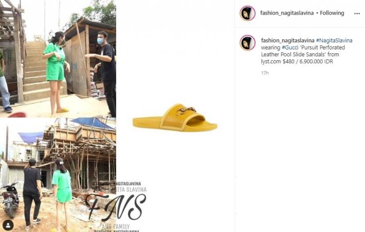 Harga sandal Nagita Slavina. (Instagram/@fashion_nagitaslavina)