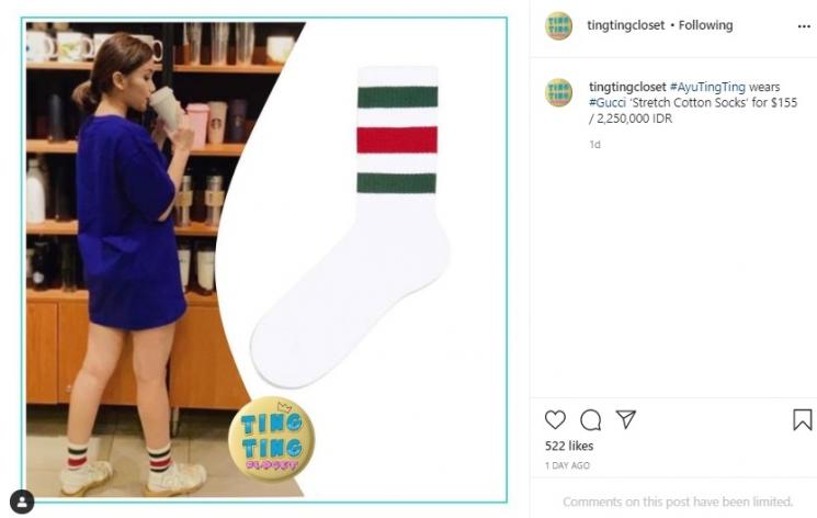Harga kaus kaki Ayu Ting Ting. (Instagram/@tingtingcloset)