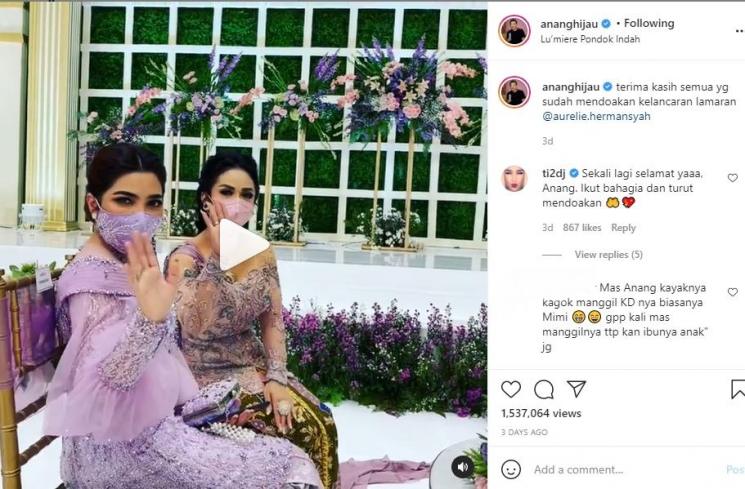 Anang Hermansyah bersama Krisdayanti dan Ashanty. (Instagram/ananghijau)