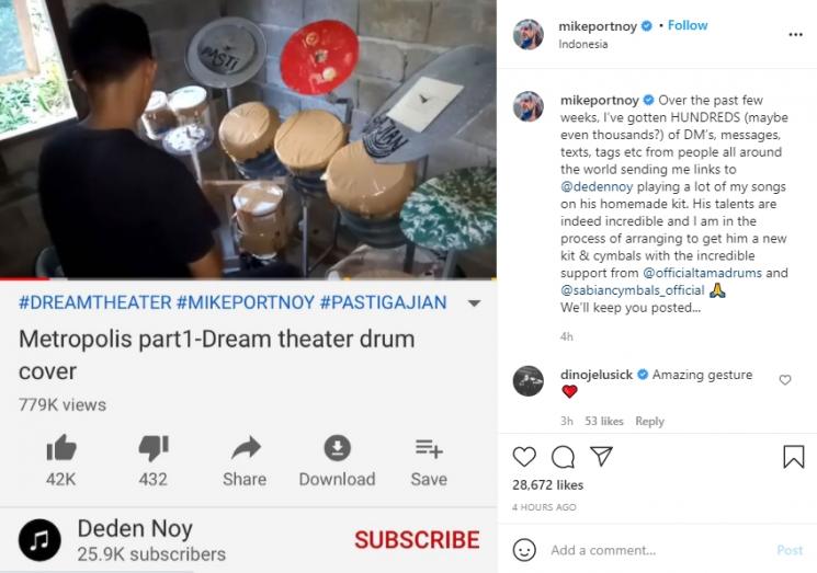 Mike Portnoy Kagumi Drummer Indonesia. (Instagram/mikeportnoy)