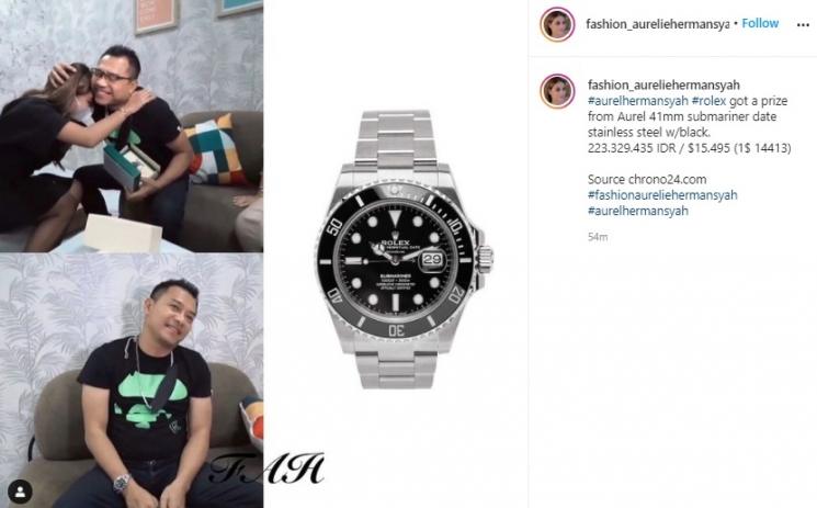 Harga kado jam tangan Anang Hermansyah dari Aurel. (Instagram/@fashion_aureliehermansyah)