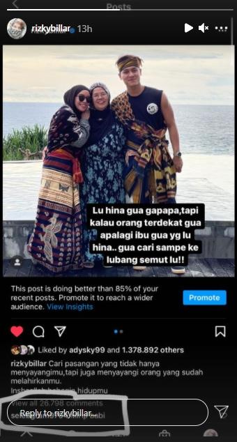 Postingan Rizky Billar (Instagram.com)