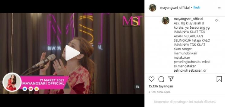 Postingan Instagram Mayangsari (Instagram.com)