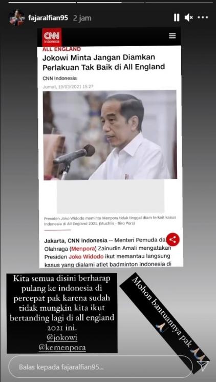 Curhat Fajar Alfian minta dipulangkan ke Indonesia. [Instagram]