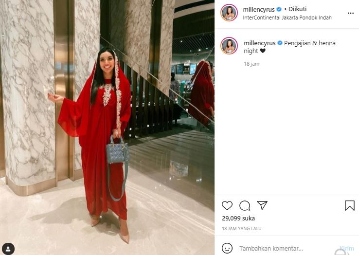 Penampilan Millen saat hadiri acara pengajian Aurel Hermansyah (Instagram.com)