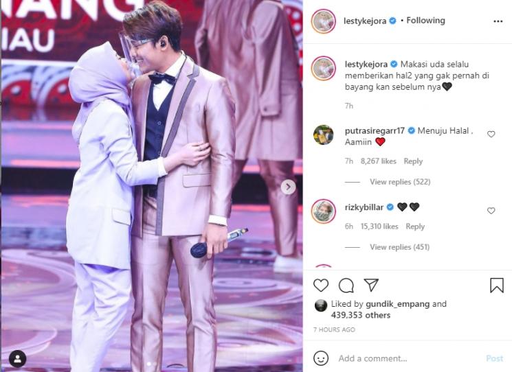 Lesti Kejora dan Rizky Billar. (Instagram/lestykejora)