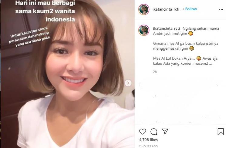 Amanda Manopo tampil dengan rambut baru. (Instagram/amandamanopo/ikatancinta_rcti_)