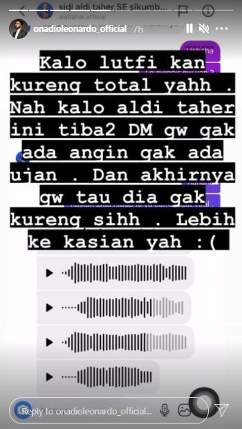 Onadio bongkar isi DM Aldi Taher (Instagram.com)