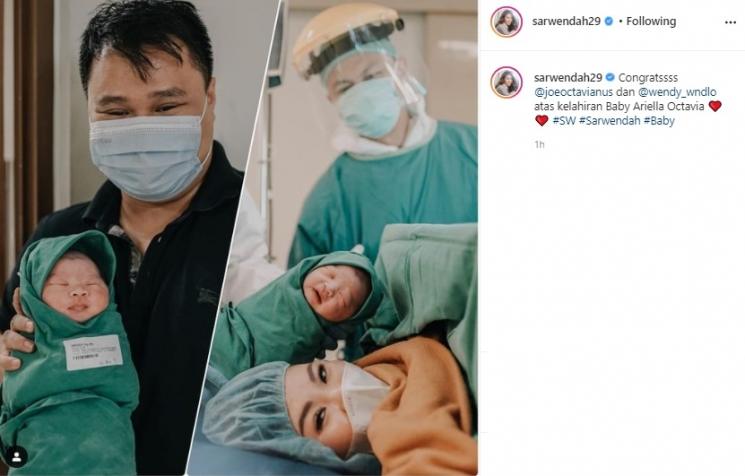 Adik Sarwendah, Wendy Lo melahirkan anak pertama. (Instagram/@sarwendah29)