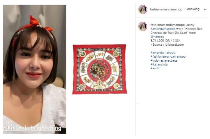 Bandana kain Amanda Manopo. (Instagram/@fashionamandamanopo)