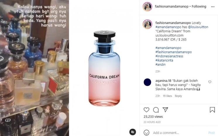 Koleksi parfum Amanda Manopo (Instagram.com/fashionamandamanopo)