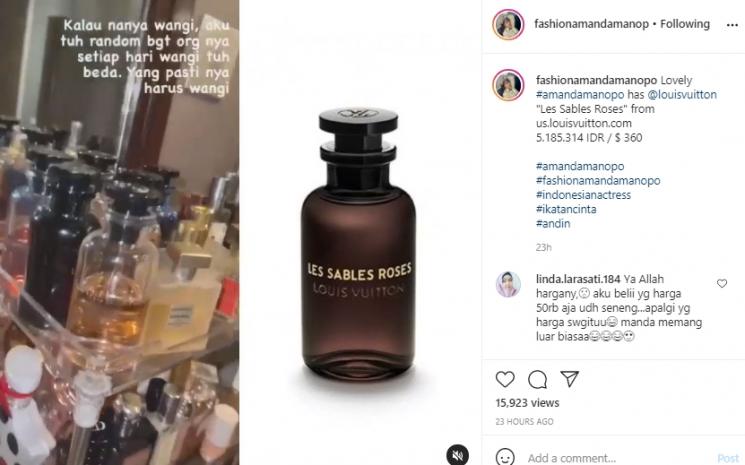Koleksi parfum Amanda Manopo (Instagram.com/fashionamandamanopo)